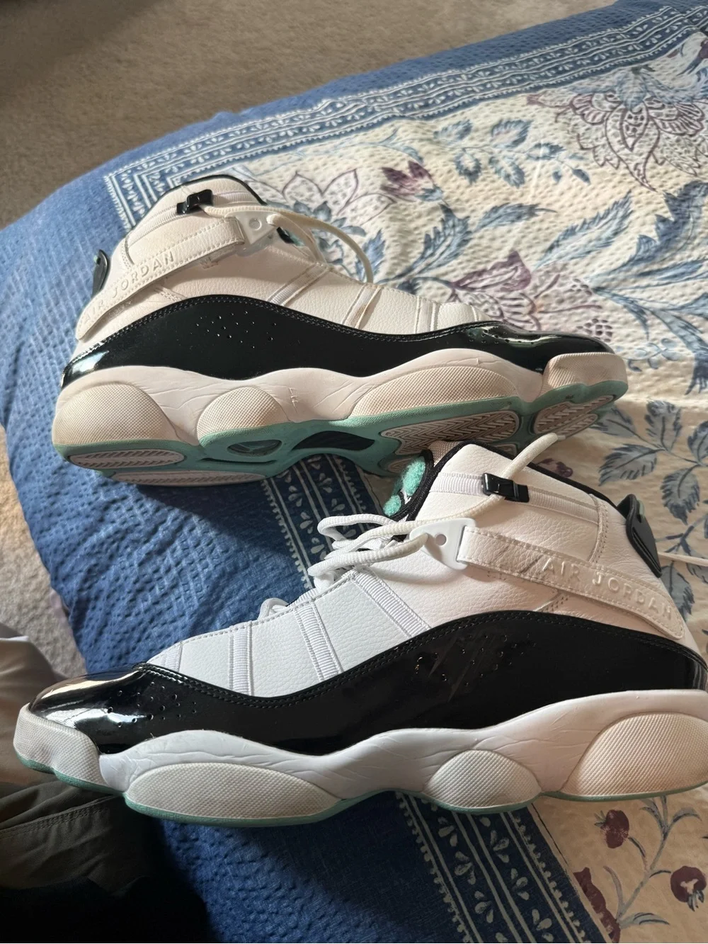 Jordan White, Black and Mint Basketball Sneakers